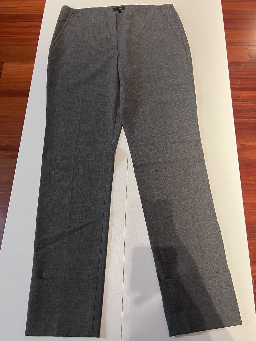 Theory Virgin Wool Straight Leg Charcoal Gray Pants